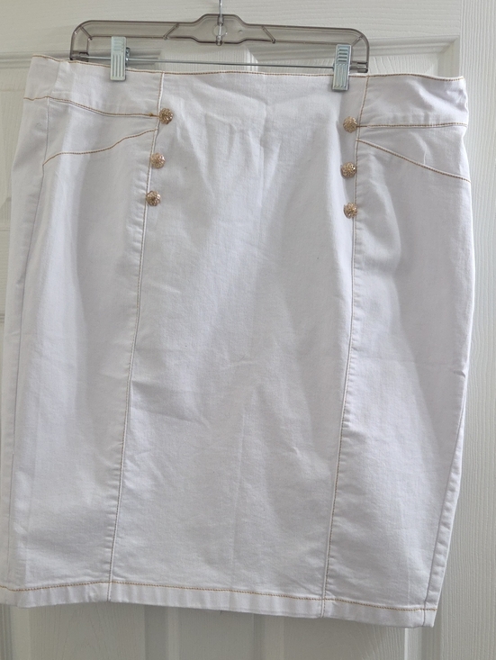 Ashley Stewart Dresses & Skirts - Ashley Stewart Denim Mini Skirt with Gold Buttons